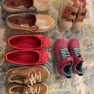 5 pair of girls flats and sneakers. Size 12 and 13